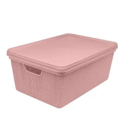 Caixa Organizadora Jaguar 15l Un Plastico Retangular Juta C/ Tampa Rose