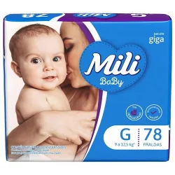 Fralda Descartável Mili Giga G Com 78 Unid